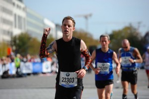 Todd Price is shown competing in the Berlin Marathon last year.