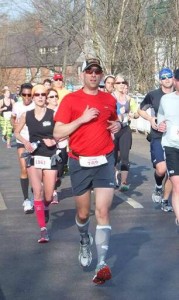 Const. Doug Larche runs in the half marathon of the Fredericton Marathon in 2014.